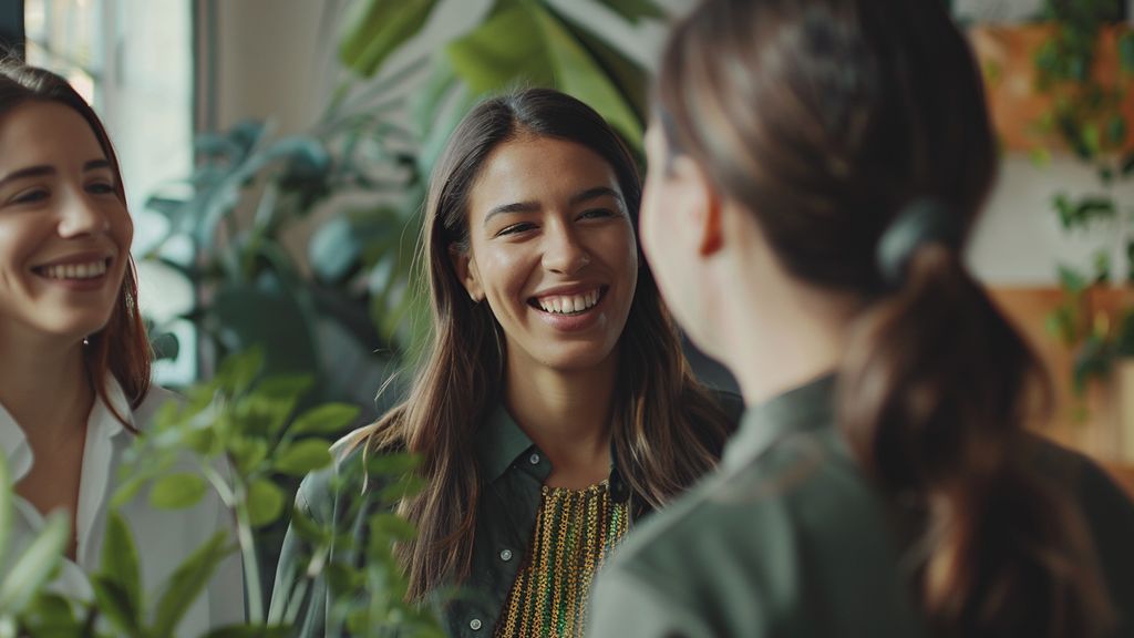 Smiling business team discussing strategies for a successful email welcome series.