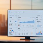 A sleek, modern business software interface showcasing the GoHighLevel CRM platform. A minimalist design with clean lines and a soft, calming color palette dominates the frame. The main dashboard displays an overview of key metrics, customer data, and integrated workflow tools. In the background, a blurred city skyline suggests a professional, enterprise-level application. Subtle lighting casts a warm glow across the interface, creating a sense of depth and sophistication. The overall impression is one of a powerful, user-friendly CRM solution that streamlines business operations.