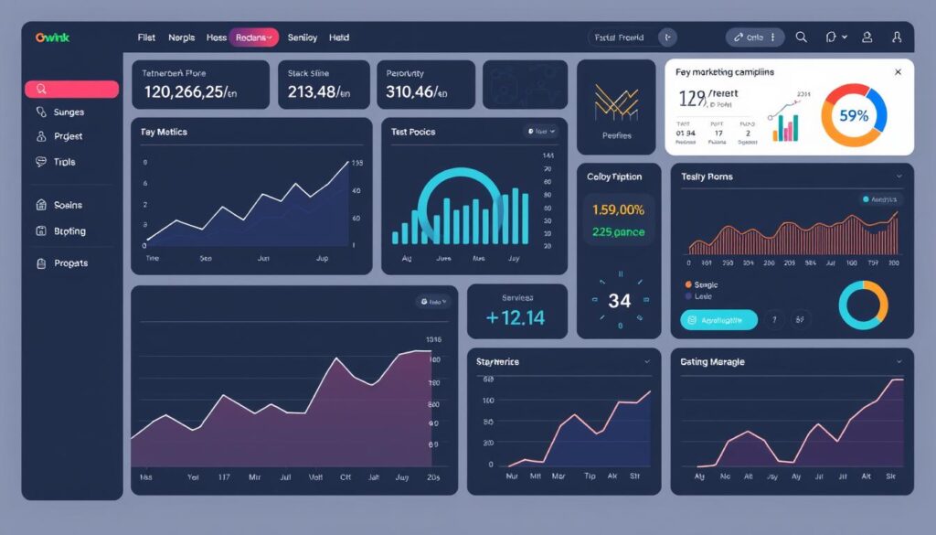 Generate an image of a comprehensive dashboard for marketing agencies