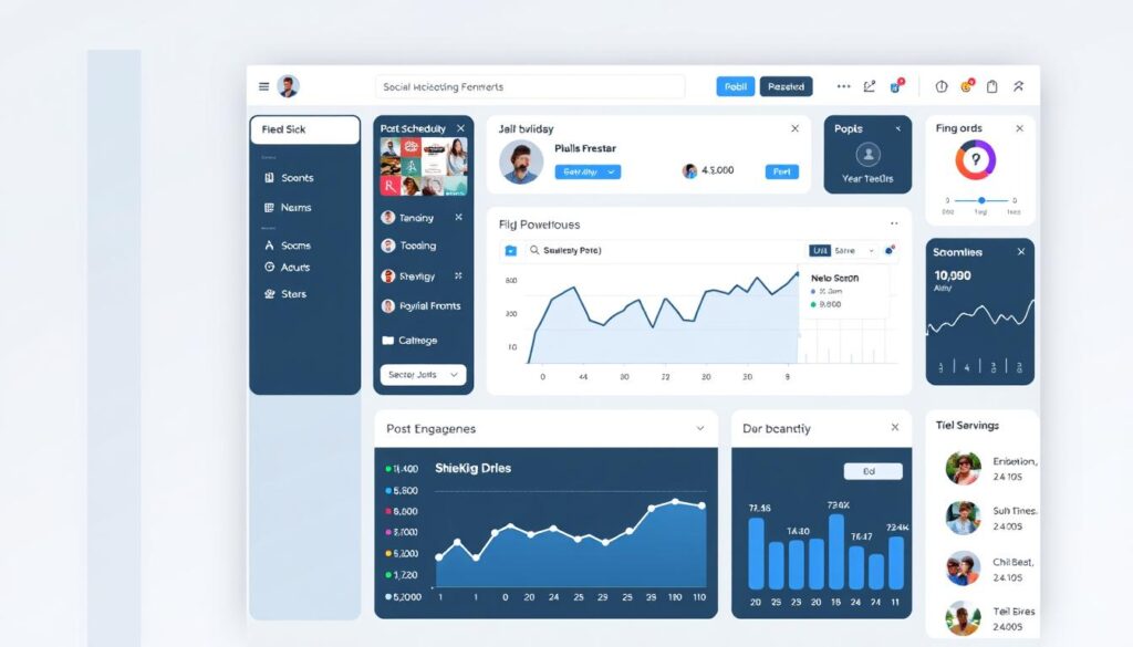 Generate an image of a social media management dashboard on Go High Level