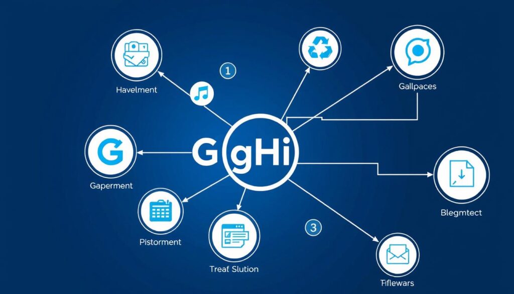 Generate an image representing GoHighLevel's integration capabilities with various business tools and software.