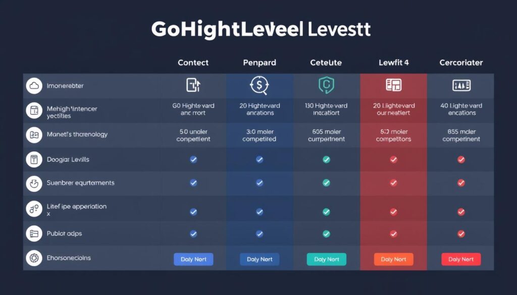Generate an image representing a comparison chart between GoHighLevel and its competitors.