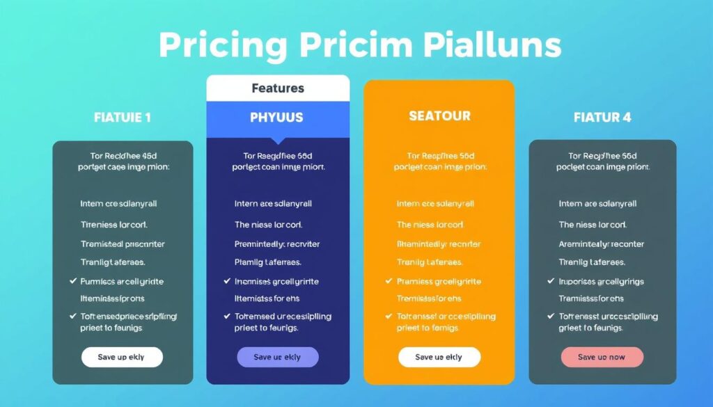 Generate an image representing different pricing plans