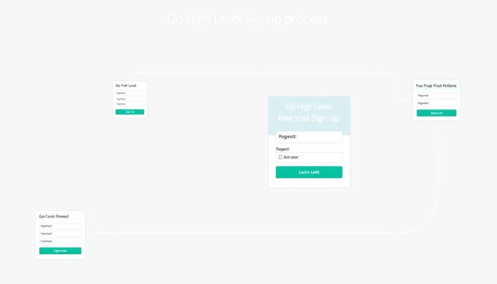 Generate an image representing the Go High Level free trial sign-up process.