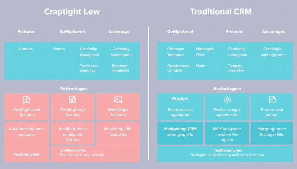 Generate an image representing the comparison between GoHighLevel and traditional CRM solutions.