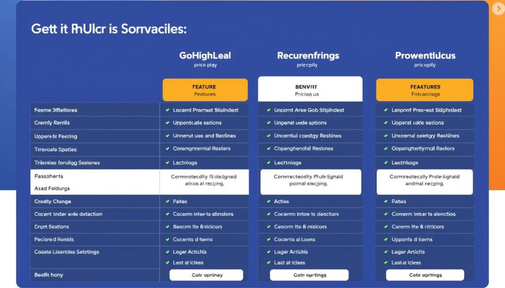 Image of GoHighLevel pricing plans comparison chart