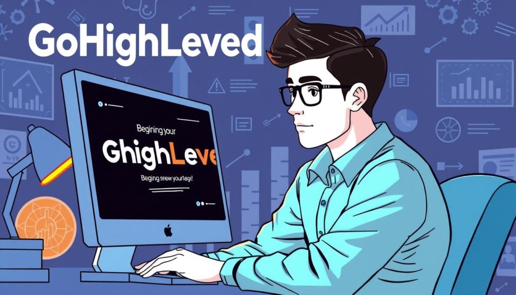 Image of a person starting their GoHighLevel journey on a computer